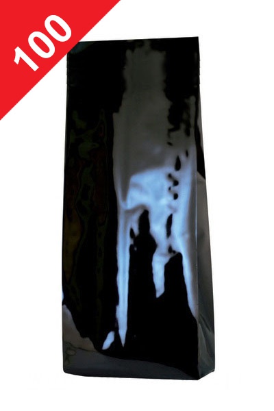 Vrecká na kávu Klasik, 100g, lesklá černá barva, 80x210x35