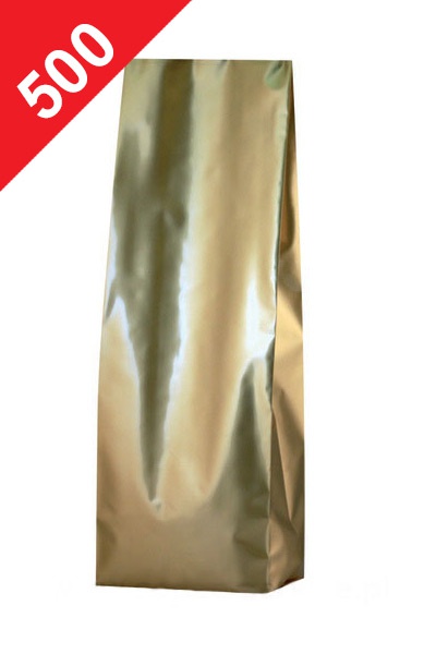 Vrecká na kávu Klasik, 500g, lesklá zlatá barva, 100x330x55