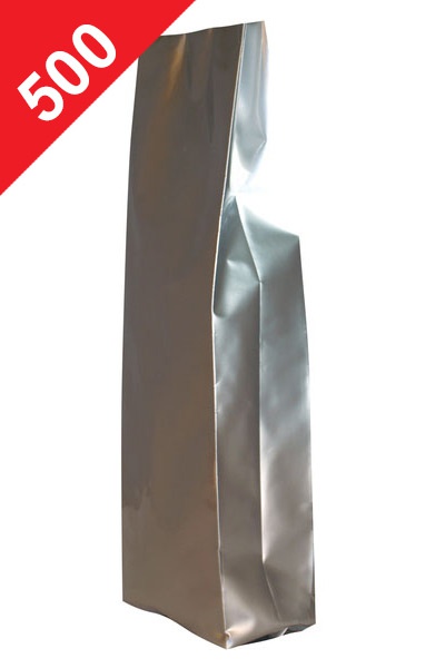 Vrecká na kávu Klasik, 500g, lesklá stříbrná barva, 100x330x55