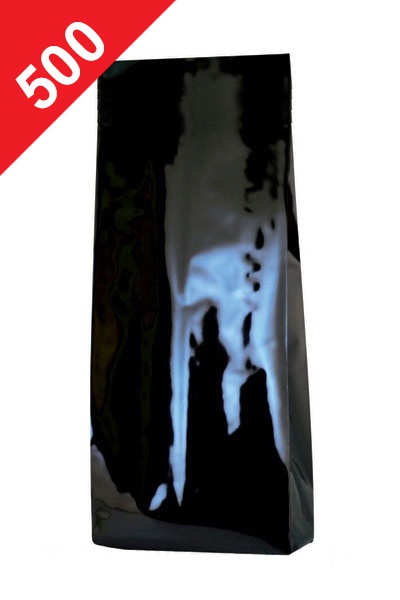 Vrecká na kávu Klasik, 500g, lesklá černá barva, 100x330x55