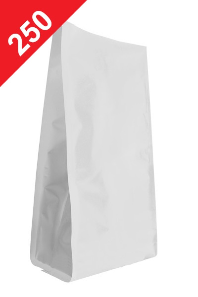 Vrecká na kávu Stabilo, 250g, matná bílá barva, 100x250x60