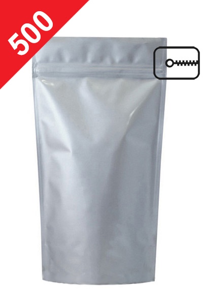 DOPRODEJ - Vrecká na kávu se ZIPem, 500g, lesklá stříbrná barva, 180x290x90