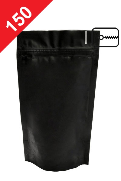 DOPRODEJ - Vrecká na kávu se ZIPem, 150g, matná černá barva, 130x225x70
