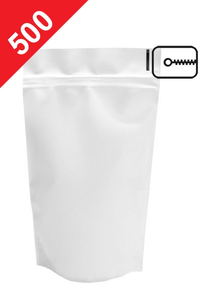 DOPRODEJ - Vrecká na kávu se ZIPem, 500g, matná bílá barva, 180x290x90