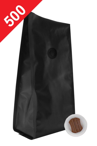 Vrecká na kávu s ventilem Stabilo, 500g, matná černá barva, 120x300x80