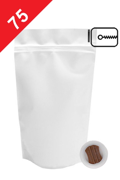 Vrecká na kávu se ZIPem a ventilem, 75g, bílé (plast), 11x18x6