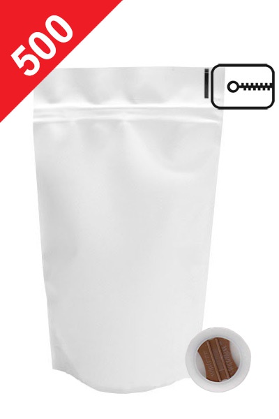 DOPRODEJ - Vrecká na kávu se ZIPem a ventilem, 500g, matná bílá, 180x290x90