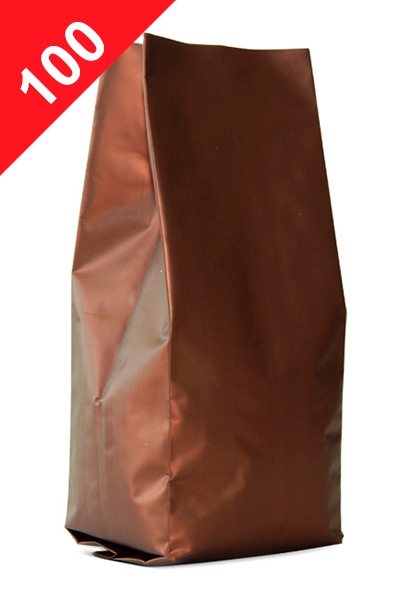 Vrecká na kávu Klasik, 100g, matná hnědá barva, 60x200x38