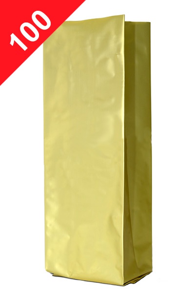 Vrecká na kávu Klasik, 100g, matná zlatá barva, 60x200x38