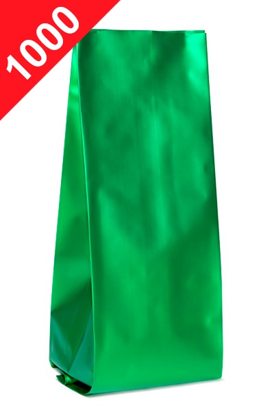 Vrecká na kávu Klasik, 1kg, matná zelená barva, 135x360x70