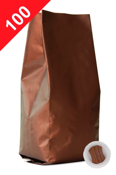 Vrecká na kávu s ventilem Klasik, 100g, matná hnědá barva, 60x200x38