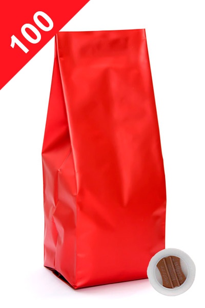 Vrecká na kávu s ventilem Klasik, 100g, matná červená barva, 60x200x38