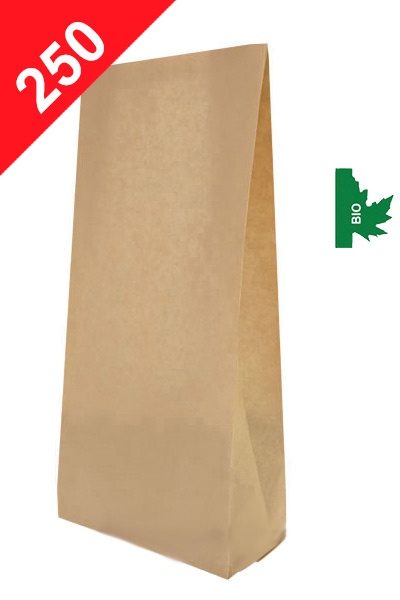 Vrecká na kávu BIO+MET Klasik, 250g, přírodní hnědá barva, 80x280x45