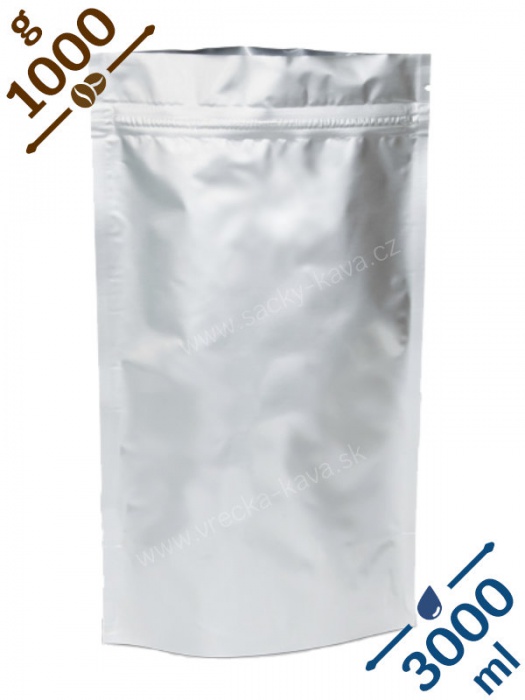 Vrecká na potraviny se ZIPem, 1kg, stříbrné, 21x38x11
