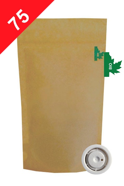 Vrecká na kávu s ventilem BIO+MET se ZIPem, 75g, přírodní hnědá barva, 110x185x65