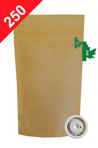 Vrecká na kávu s ventilem BIO+MET se ZIPem, 250g, přírodní hnědá barva, 160x270x80