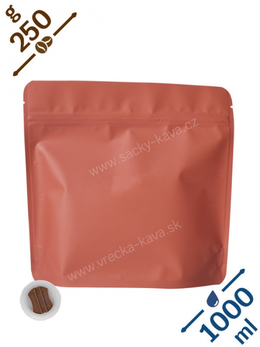 Sáčky na kávu konvička se ZIPem a ventilem, 250g, červené, 20x19x7