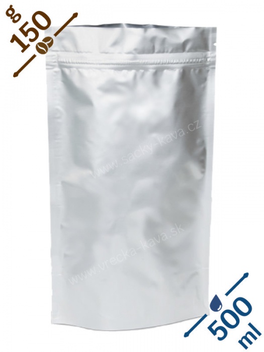 Vrecká na potraviny se ZIPem, 500ml, stříbrné, 13x20x6
